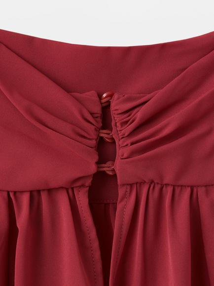 Mango High Neck Draped Blouse, Garnet - view 2, Garnet