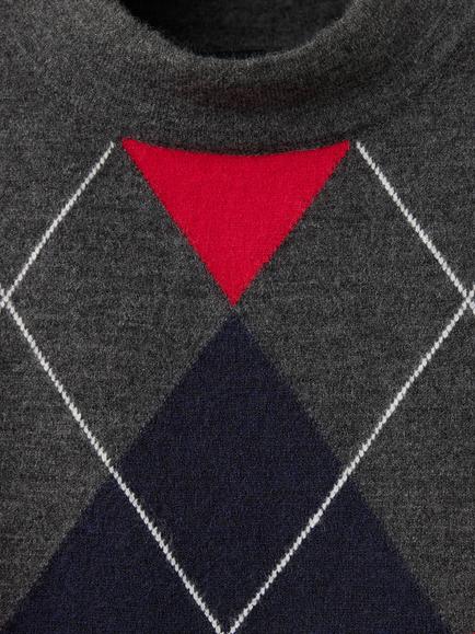 Mango Argyle Sleeveless Knit Top, Mid Grey Melange - view 2, Mid Grey Melange