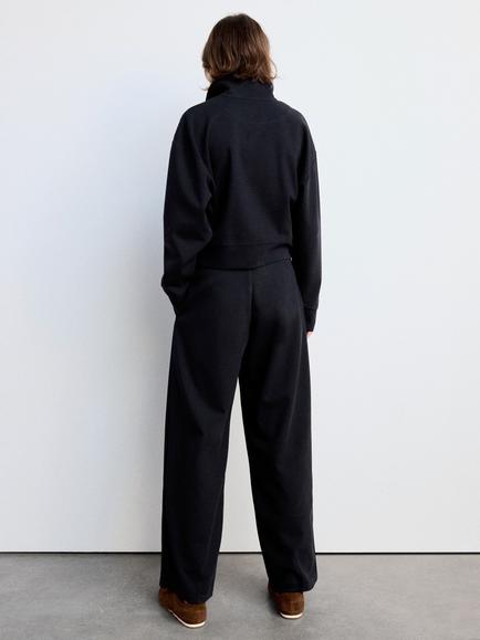 Mango Mid Rise Wide Leg Trousers, Navy - view 2, Navy