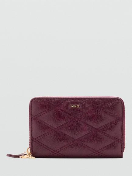 Mango Quilted Wallet, Cherry