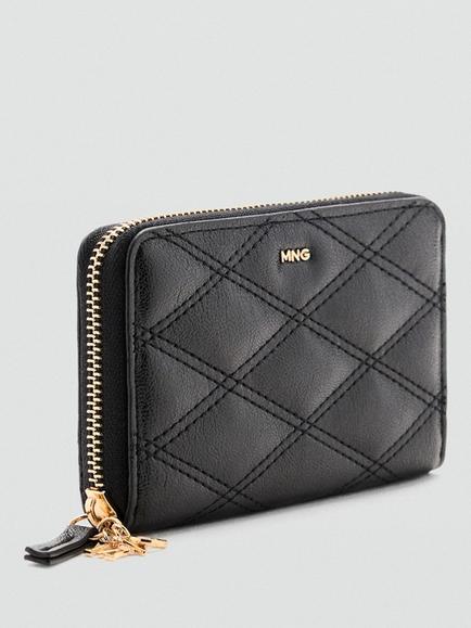Mango Quilted Wallet - view 2, Black