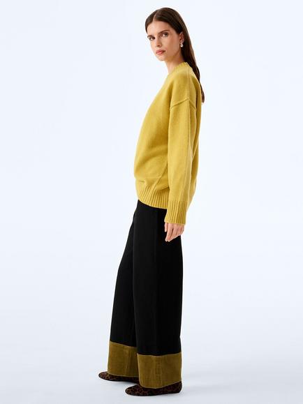 OMNES Clementine Pure Wool Crew Neck Jumper, Chartreuse - view 2, Chartreuse