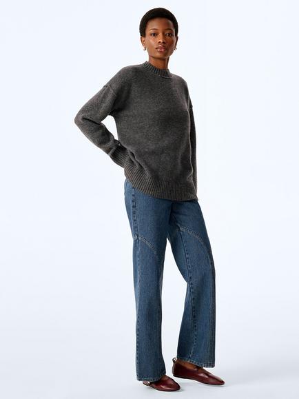 OMNES Clementine Pure Wool Crew Neck Jumper, Charcoal - view 2, Charcoal