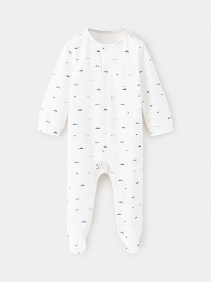 Mango Baby Closed Foot Long Sleeve Sleepsuit, Off White, Off White