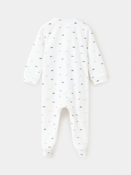 Mango Baby Closed Foot Long Sleeve Sleepsuit, Off White - view 2, Off White