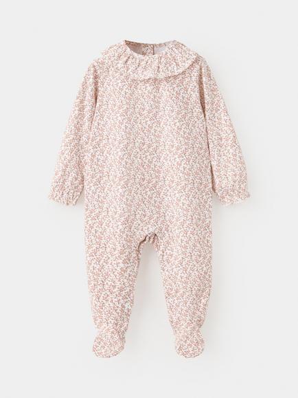 Mango Baby Ruffle Collar Footed Sleepsuit, Pink, Pink