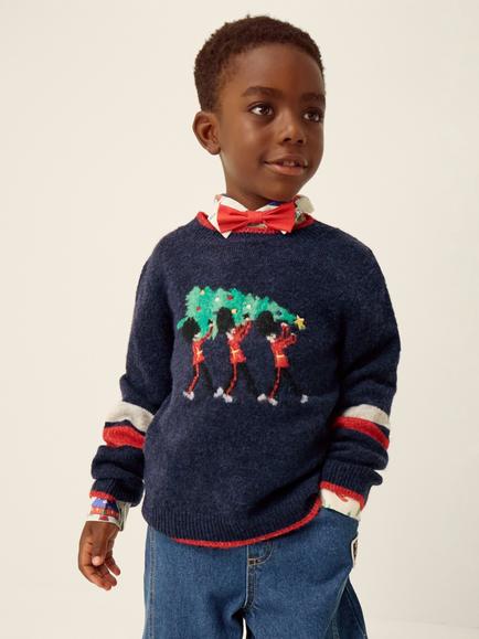 Monsoon Kids' London Guard Knit Christmas Jumper, Navy, Navy