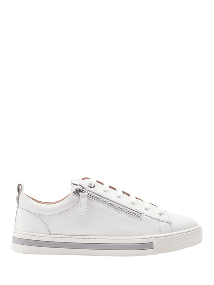 Moda in Pelle Federika Leather Lace Up Trainers, White, White