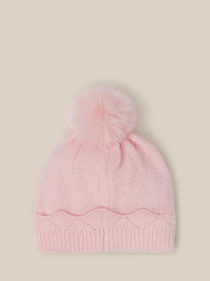 Monsoon Kids' Sparkle Bow Beanie Hat, Pink - view 2, Pink
