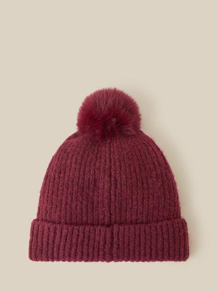 Monsoon Kids' Velvet Bow Beanie Hat, Burgundy - view 2, Burgundy