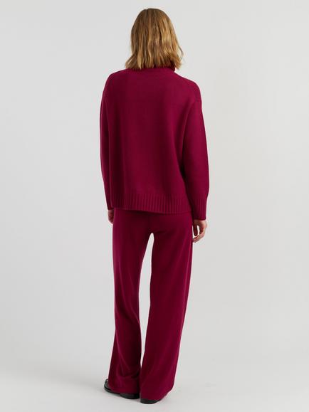 Chinti & Parker Pure Cashmere Roll Neck Jumper, Cherry - view 2, Cherry