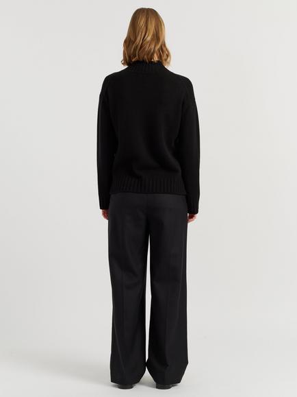 Chinti & Parker Pure Cashmere Funnel Neck Jumper - view 2, Black