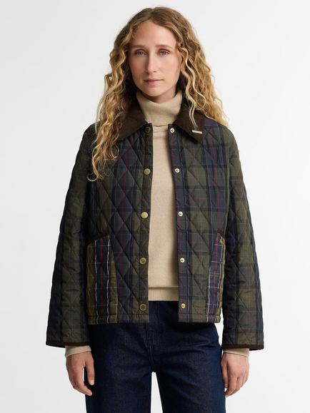 Barbour Tartan Reimagined Icons Tartan Cropped Liddesdale Quilted Jacket, Shadow Classic, Shadow Classic