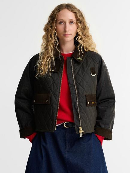 Barbour Tartan Reimagined Icons Taran Quilted Spey Waxed Jacket, Olive/Classic, Olive/Classic