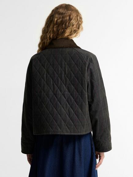 Barbour Tartan Reimagined Icons Taran Quilted Spey Waxed Jacket, Olive/Classic - view 2, Olive/Classic