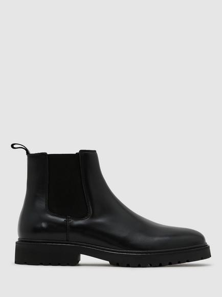 Reiss Milton Leather Chelsea Boots, Black, Black