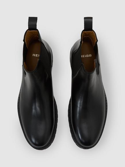 Reiss Milton Leather Chelsea Boots, Black - view 2, Black