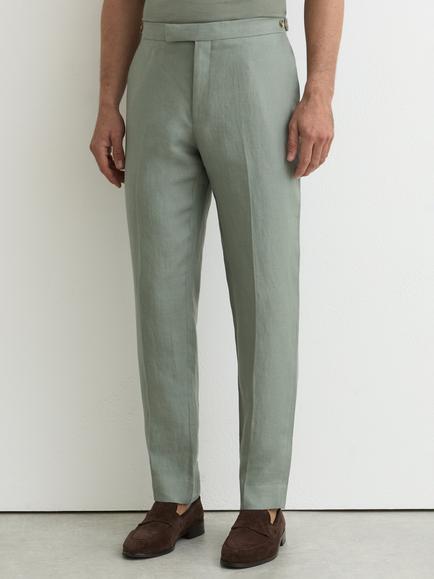 Reiss Atlantic Straight Fit Linen Trousers, Sage, Sage