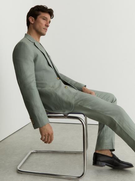 Reiss Atlantic Linen Suit Jacket, Sage - view 2, Sage