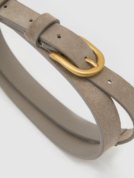 Reiss Cynthia Suede Skinny Belt, Light Grey - view 2, Light Grey