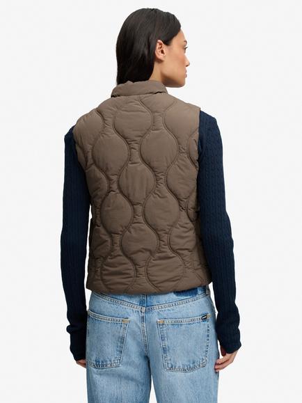 Superdry Onion Quilt Crinkle Snap Gilet, Deep Khaki Green - view 2, Deep Khaki Green