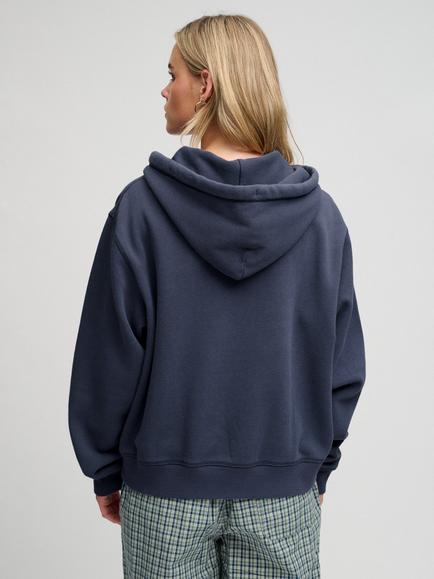 Superdry Athletic Essential Applique Cropped Hoodie, Dark Ink - view 2, Dark Ink