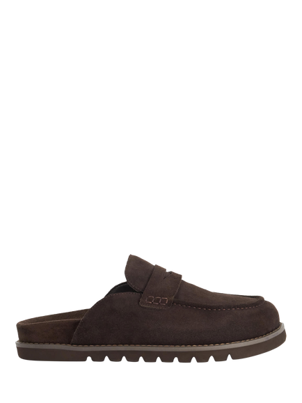Dune London Goldens M Suede Backless Loafers, Brown