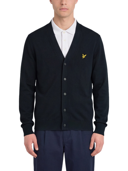 Lyle & Scott V-Neck Knitted Cardigan, Z271 Dark Navy, Z271 Dark Navy