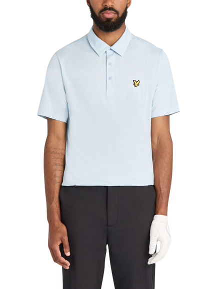 Lyle & Scott Golf Microstripe Polo Top, Blue Lagoon/White, Blue Lagoon/White