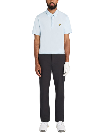 Lyle & Scott Golf Microstripe Polo Top, Blue Lagoon/White - view 2, Blue Lagoon/White