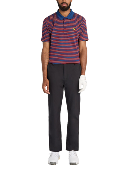 Lyle & Scott Golf Striped Polo Shirt, Plum/White - view 2, Plum/White
