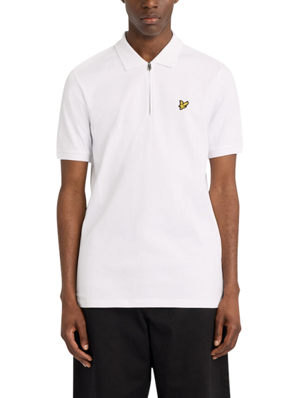 Lyle & Scott Stretch Cotton Quarter Zip Polo Top, White, White