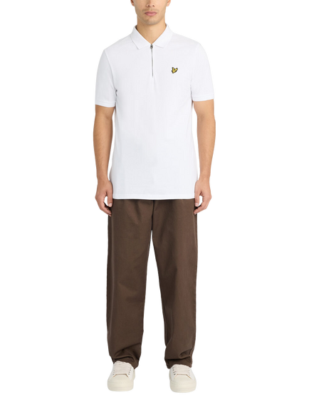 Lyle & Scott Stretch Cotton Quarter Zip Polo Top, White - view 2, White