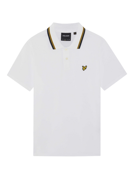 Lyle & Scott Stretch Cotton Tipped Track Polo Shirt, White, White