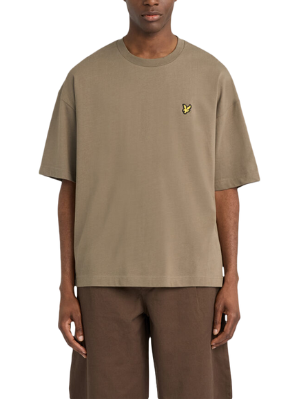 Lyle & Scott Boxy Fit Crew Neck T-Shirt, Khaki Ash