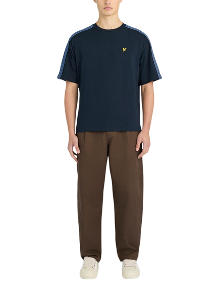 Lyle & Scott Cotton Stripe T-Shirt, Dark Navy - view 2, Dark Navy