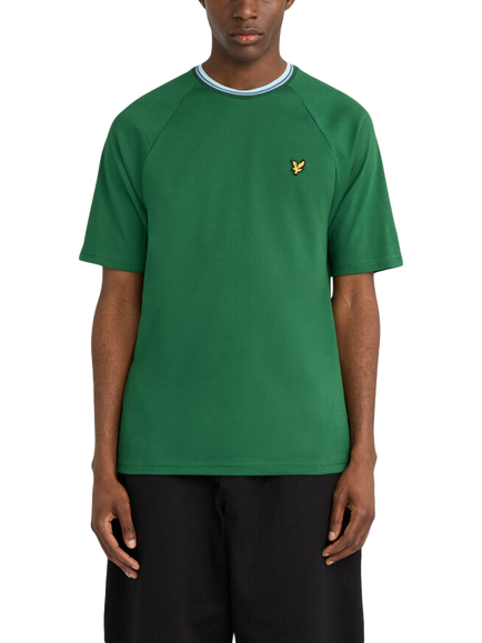 Lyle & Scott Cotton Blend Tipped Crew Neck T-Shirt, Clover, Clover