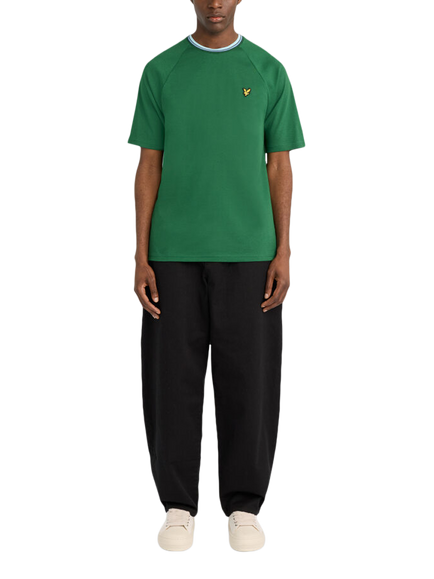 Lyle & Scott Cotton Blend Tipped Crew Neck T-Shirt, Clover - view 2, Clover