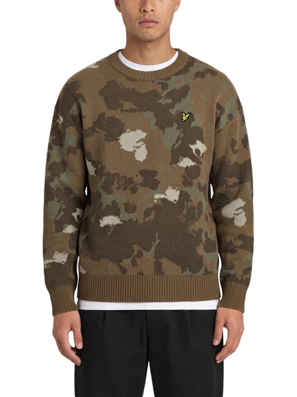 Lyle & Scott Animal Print Jacquard Jumper, Y372 Mulled Chestnut, Y372 Mulled Chestnut