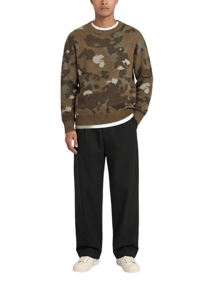 Lyle & Scott Animal Print Jacquard Jumper, Y372 Mulled Chestnut - view 2, Y372 Mulled Chestnut