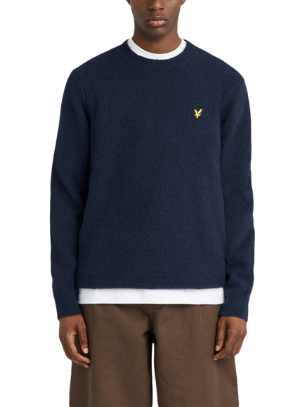 Lyle & Scott Brushed Crew Neck Jumper, Dark Navy, Dark Navy