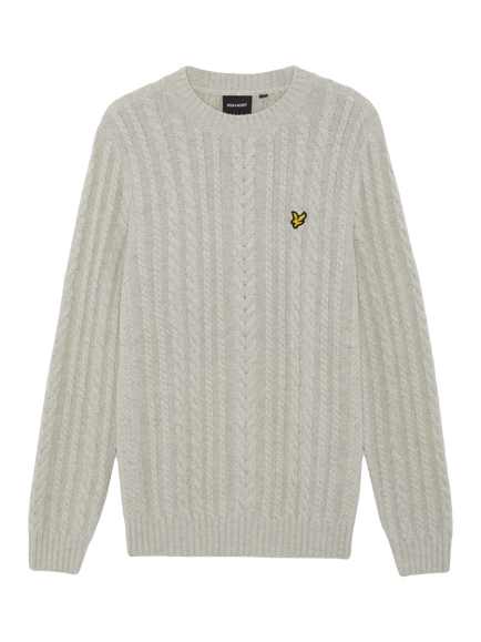 Lyle & Scott Wool Blend Cable Knit Crew Neck Jumper, Putty, Putty