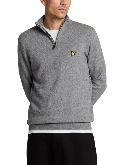 Lyle & Scott Cable Knit Crew Neck Jumper, Mid Grey Marl, Mid Grey Marl