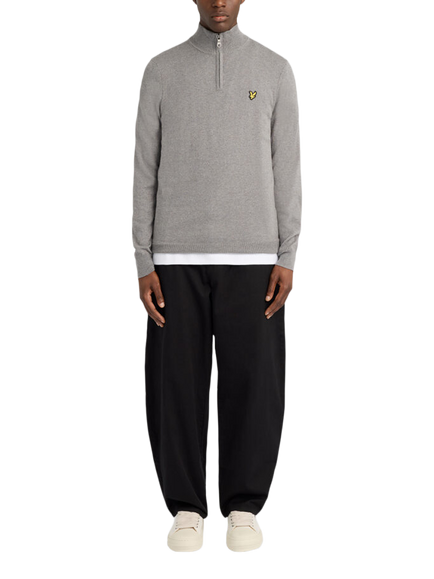 Lyle & Scott Cable Knit Crew Neck Jumper, Mid Grey Marl - view 2, Mid Grey Marl