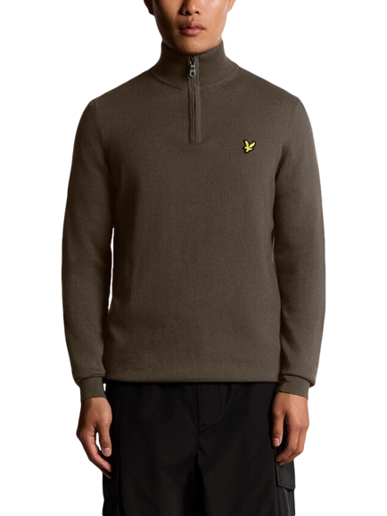 Lyle & Scott Quarter Zip Jumper, Brown, Brown