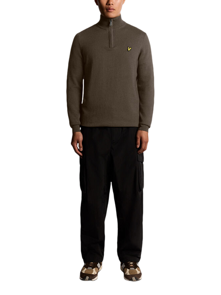 Lyle & Scott Quarter Zip Jumper, Brown - view 2, Brown