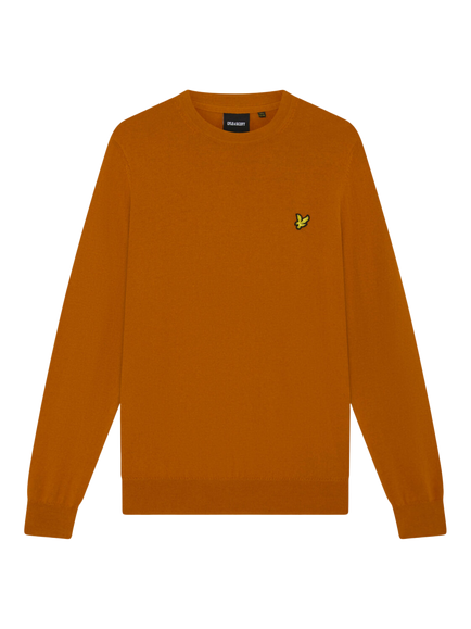 Lyle & Scott Cotton Blend Crew Neck Jumper, Y296 Broad Orange, Y296 Broad Orange