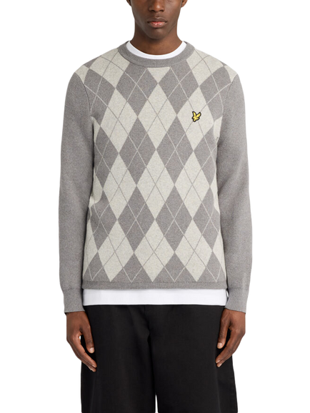 Lyle & Scott Cotton Blend Crew Neck Jumper, Grey Marl, Grey Marl