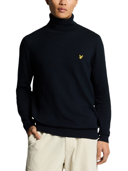 Lyle & Scott Cotton Rich Turtle Neck Jumper, Navy, Navy