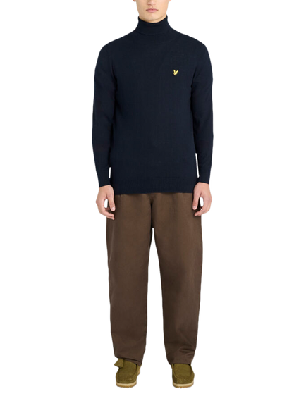 Lyle & Scott Cotton Rich Turtle Neck Jumper, Navy - view 2, Navy